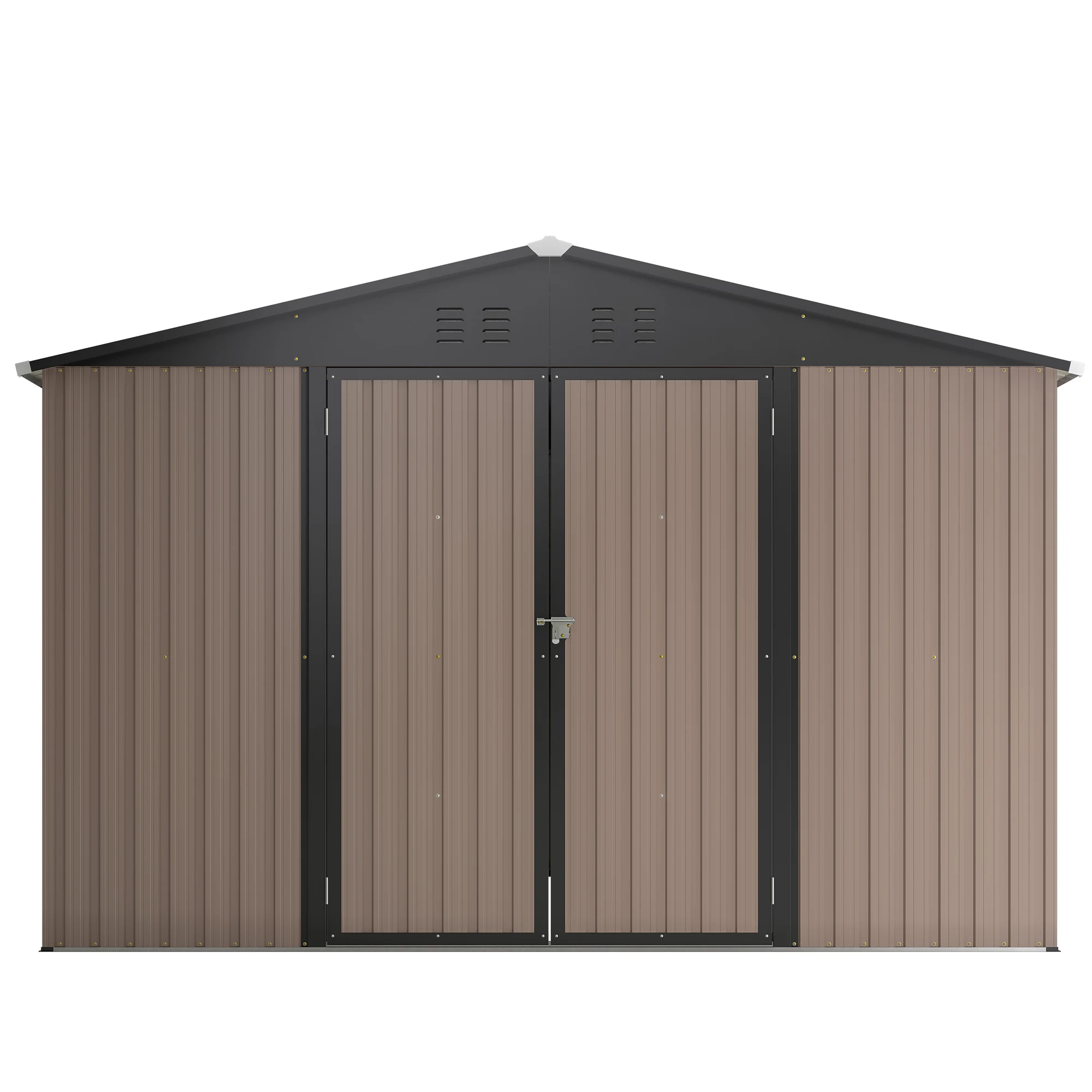 10x10 ft metal storage shed for outdoor use with lockable doors, steel utility tool shed for garden backyard patio
10x10 ft metal storage shed for outdoor use with lockable doors, steel utility tool shed for garden backyard patio