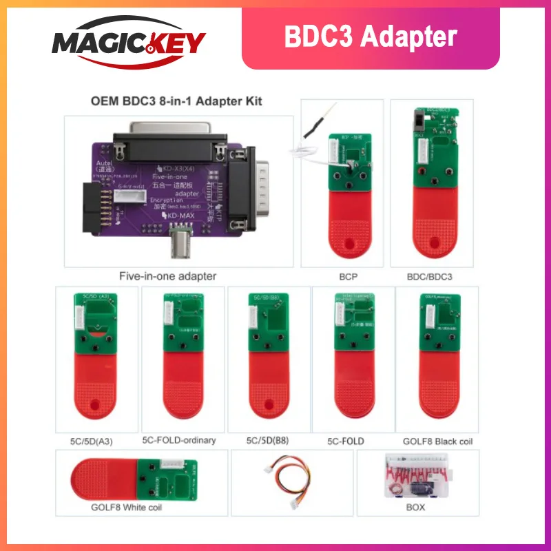 2026 OEM BDC3 8-in-1 Adapter Kit for VAG 5C 5D BMW Work with Autel/ KD-X4/ KD-MAX/ VVDI Key Tool Plus/ VVDI2
2026 OEM BDC3 8-in-1 Adapter Kit for VAG 5C 5D BMW Work with Autel/ KD-X4/ KD-MAX/ VVDI Key Tool Plus/ VVDI2