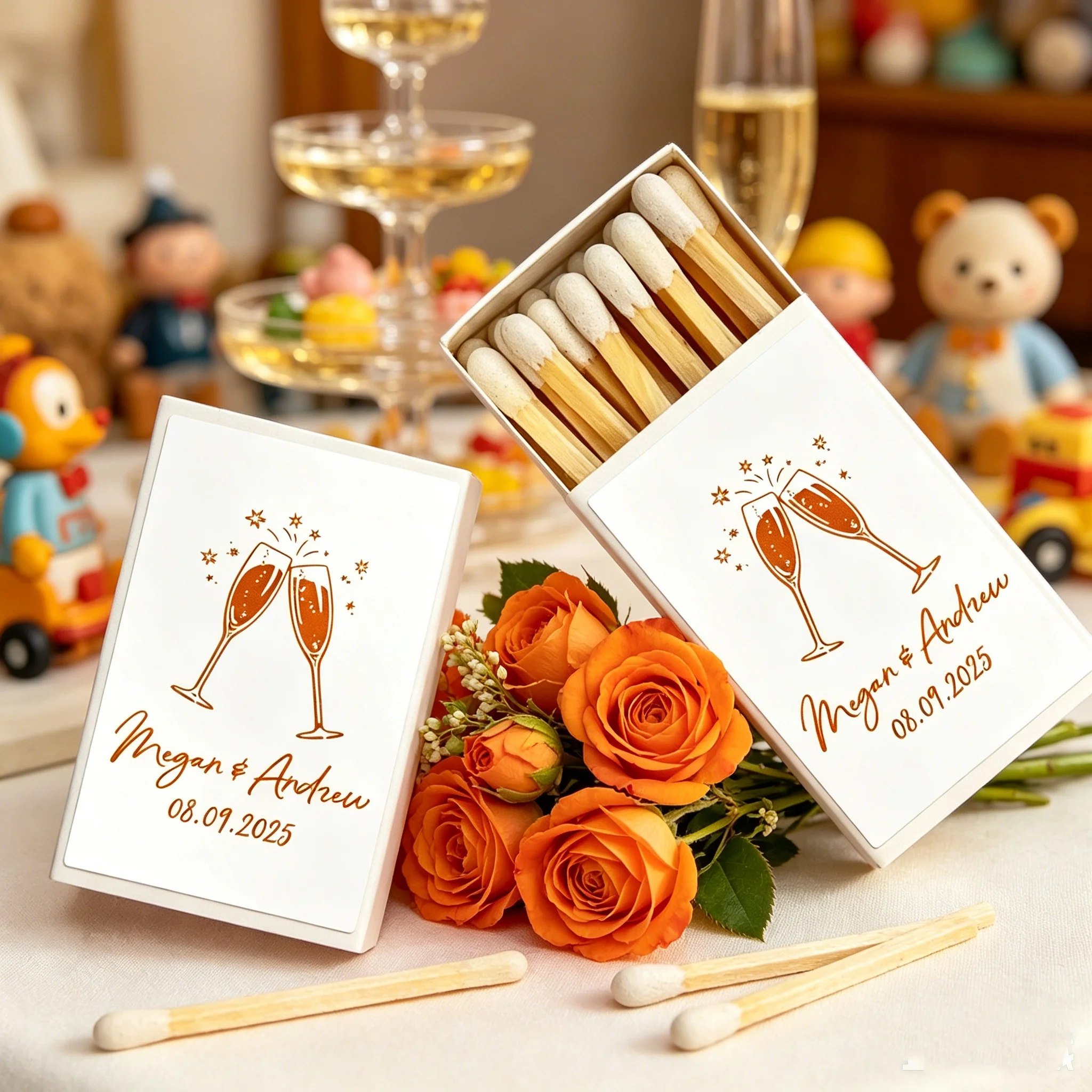 Personalized Champagne Wedding Matchboxes, Custom Matches as Favors & Gifts for Bridal Shower, Engagement Party & Wedding Guests
Personalized Champagne Wedding Matchboxes, Custom Matches as Favors & Gifts for Bridal Shower, Engagement Party & Wedding Guests