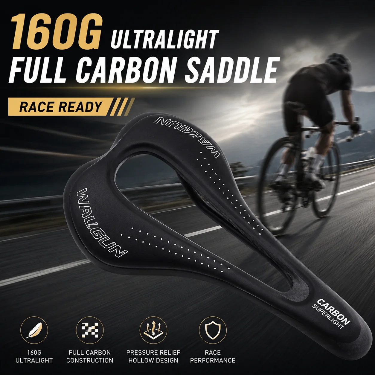 160g Full Carbon Bike Saddle Hollow Bicycle Seat Oval Rails Ultralight Racing Saddle Road MTB Gravel Cycling Seat WALGUN
160g Full Carbon Bike Saddle Hollow Bicycle Seat Oval Rails Ultralight Racing Saddle Road MTB Gravel Cycling Seat WALGUN