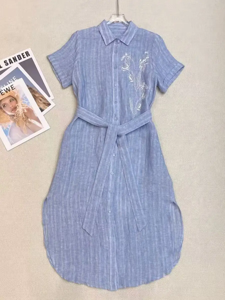 High-end Solid Color 100% Linen Sequins Embroidered Long Dress
High-end Solid Color 100% Linen Sequins Embroidered Long Dress