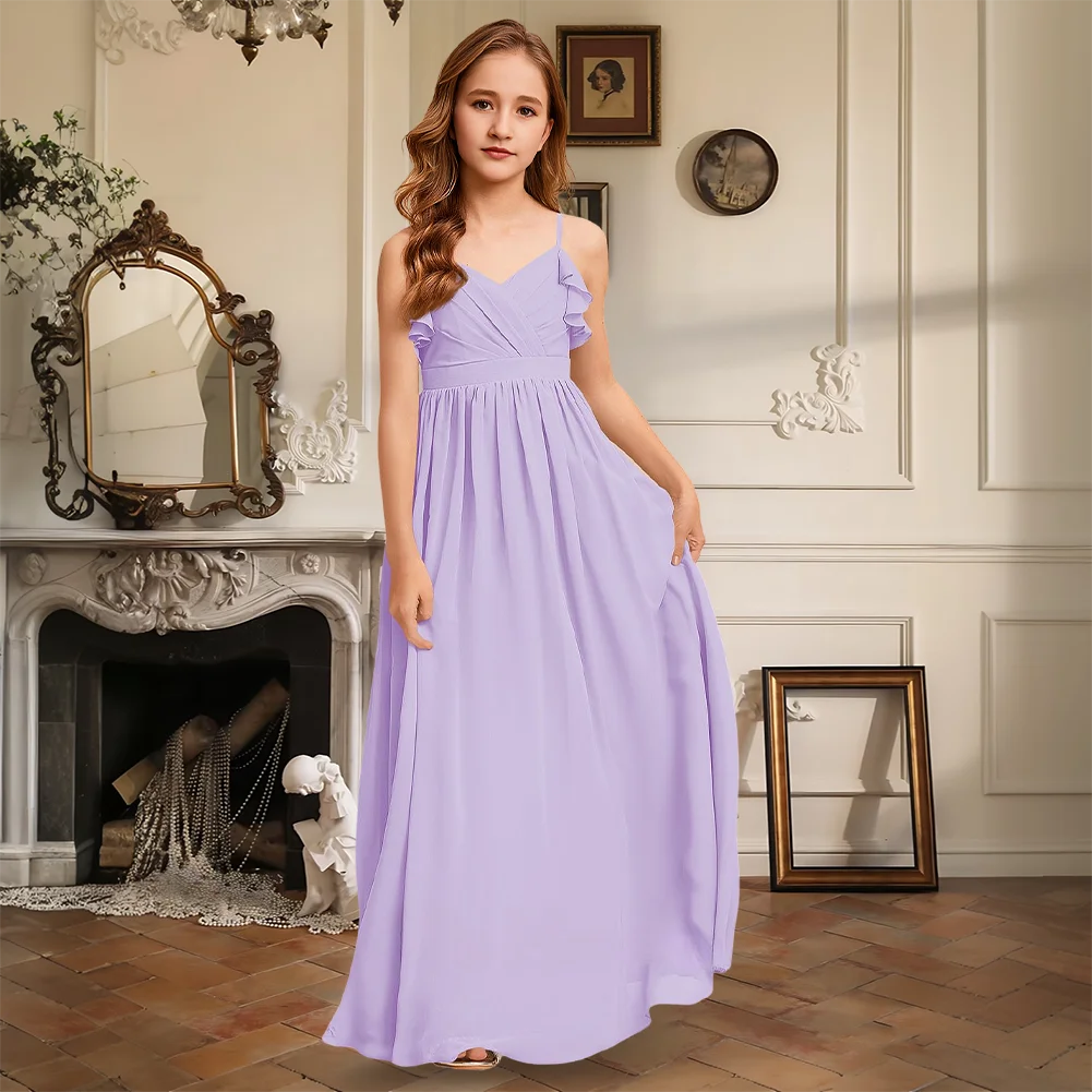 Elegant A-Line V-Neck Floor-Length Chiffon Junior Bridesmaid Dress Flower Girl Dress Girls Party Wedding Formal Occasion
Elegant A-Line V-Neck Floor-Length Chiffon Junior Bridesmaid Dress Flower Girl Dress Girls Party Wedding Formal Occasion