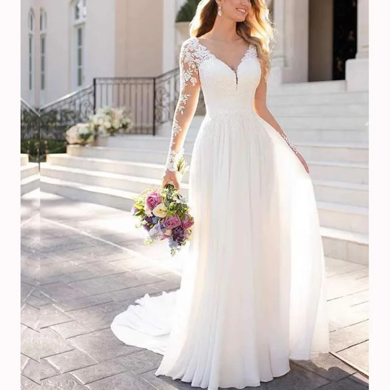 Z55 European and American trailing V-neck long sleeve lawn wedding travel shoot backless
Z55 European and American trailing V-neck long sleeve lawn wedding travel shoot backless