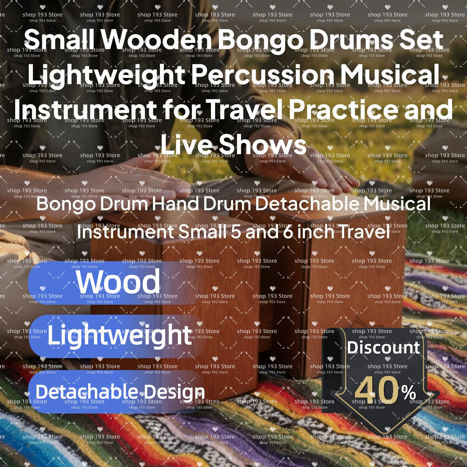 Small Wooden Bongo Drums Set Lightweight Percussion Musical Instrument for Travel Practice and Live Shows
Small Wooden Bongo Drums Set Lightweight Percussion Musical Instrument for Travel Practice and Live Shows