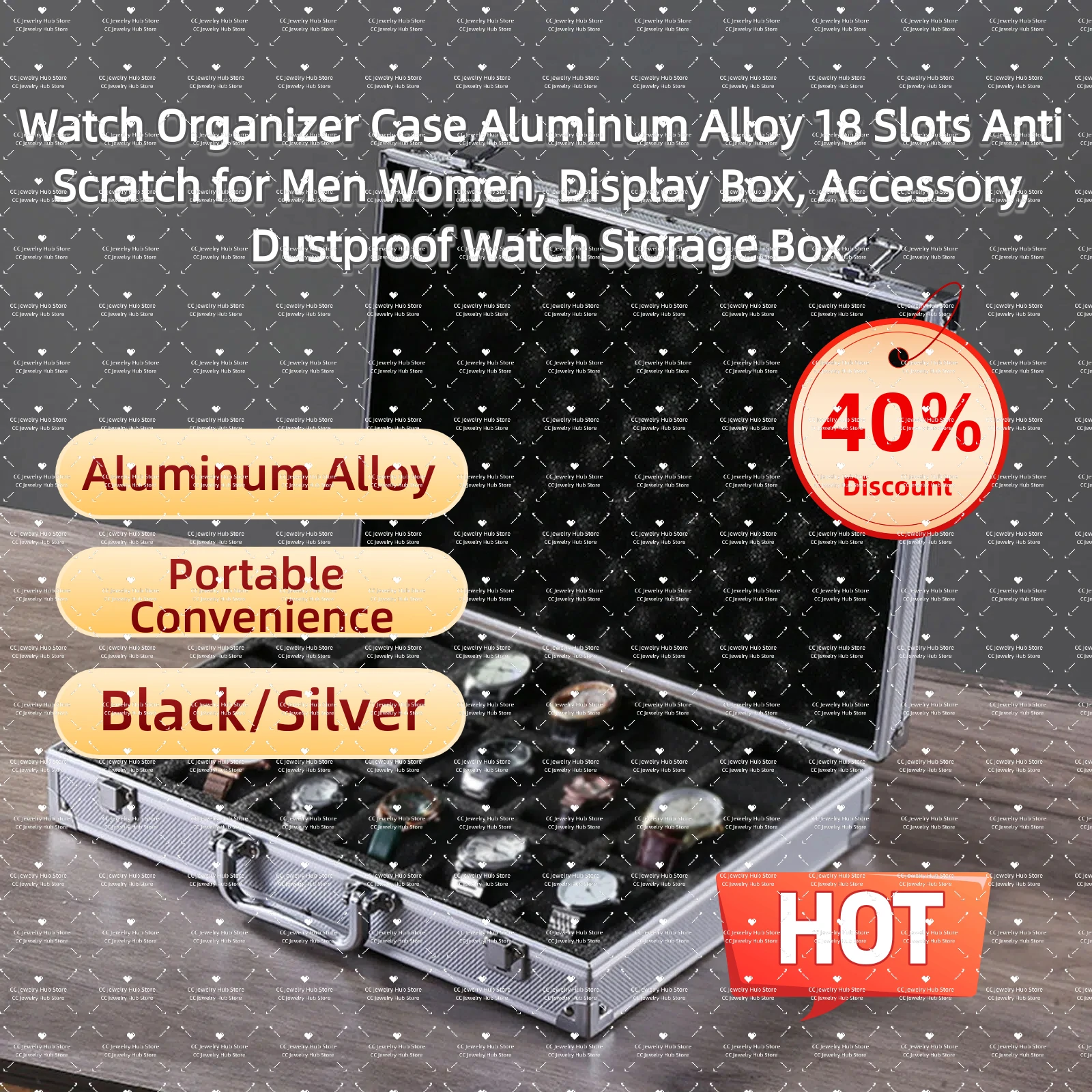 Watch Organizer Case Aluminum Alloy 18 Slots Anti Scratch for Men Women, Display Box, Accessory, Dustproof Watch Storage Box
Watch Organizer Case Aluminum Alloy 18 Slots Anti Scratch for Men Women, Display Box, Accessory, Dustproof Watch Storage Box