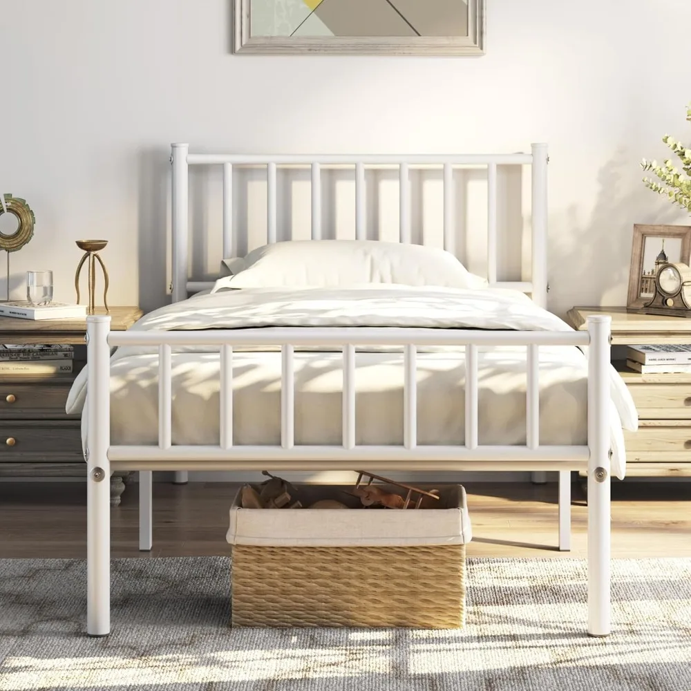 Bed Frame with Headboard and Footboard, White Platform Bed Frame Twin, Heavy Duty Steel Salt, No Box Spring Needed, Anti-Slip
Bed Frame with Headboard and Footboard, White Platform Bed Frame Twin, Heavy Duty Steel Salt, No Box Spring Needed, Anti-Slip