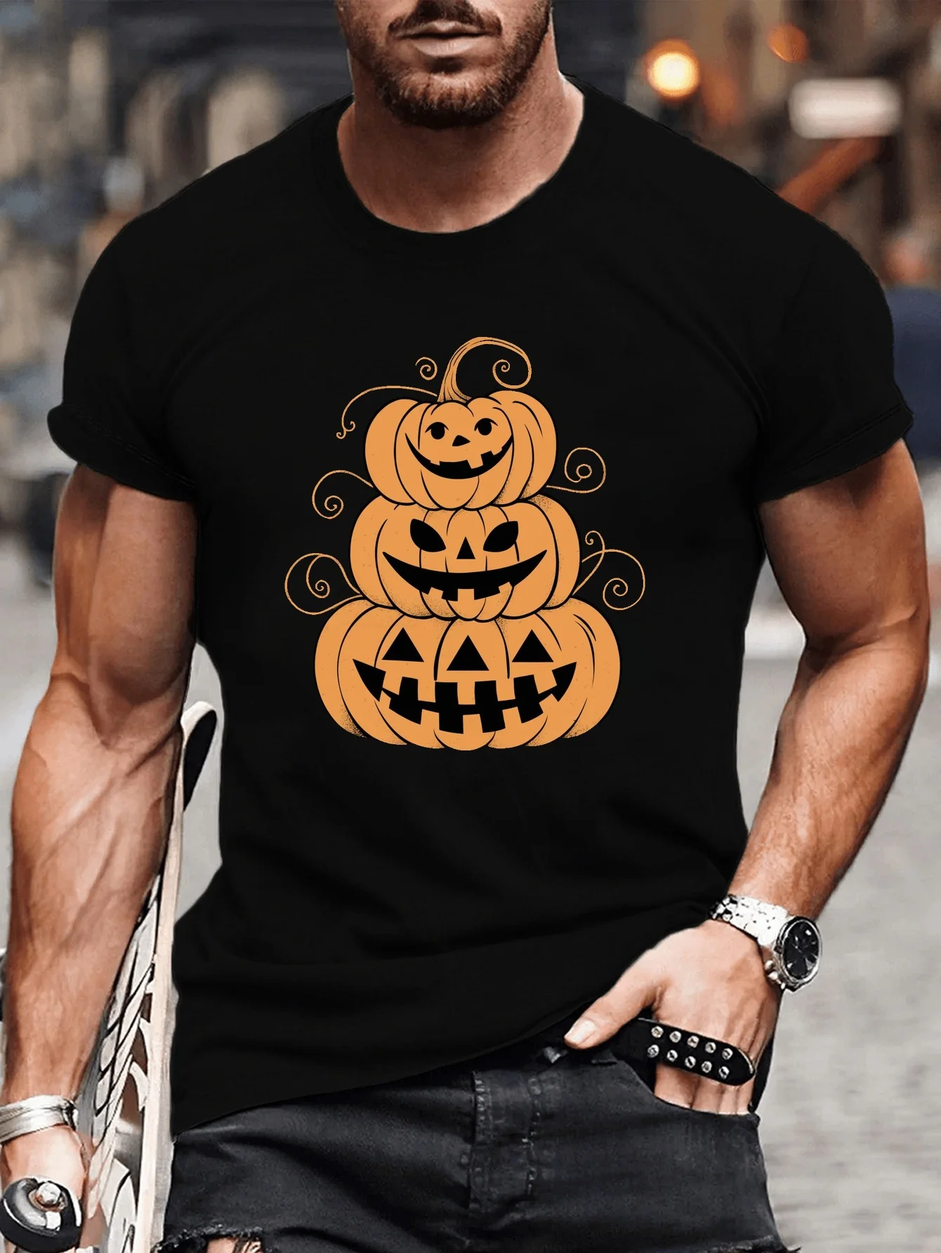 Футболка мужская с трехслойным принтом тыквы на Хэллоуин, праздничный Топ унисекс, Повседневная Свободная рубашка с коротким рукавом, лето
Футболка мужская с трехслойным принтом тыквы на Хэллоуин, праздничный Топ унисекс, Повседневная Свободная рубашка с коротким рукавом, лето