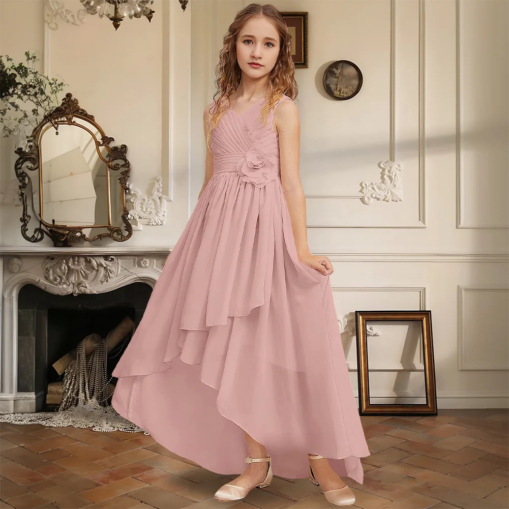 Elegant A Line V Neck Asymmetrical Chiffon Junior Bridesmaid Dress Flower Girl Dress 3D Floral Girl Party Wedding Formal Special
Elegant A Line V Neck Asymmetrical Chiffon Junior Bridesmaid Dress Flower Girl Dress 3D Floral Girl Party Wedding Formal Special