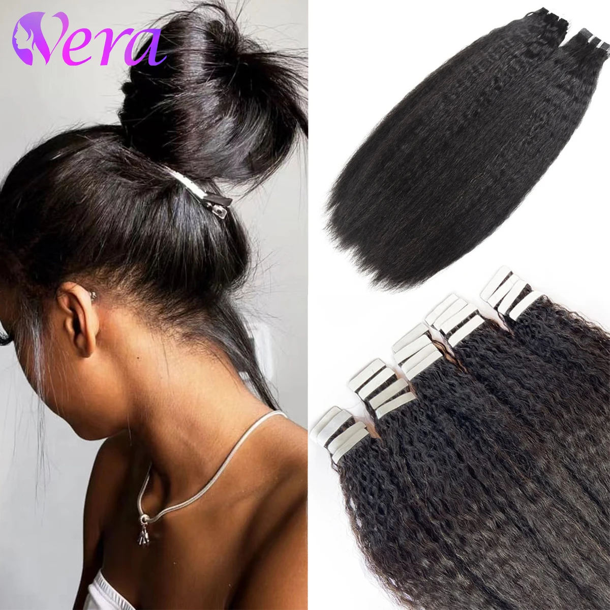 Tape In Hair Extensions Human Hair Kinky Straight Tape Ins 20 Pcs 50G/Set Seamless Invisible Double Sided Tape In Hair Extension
Tape In Hair Extensions Human Hair Kinky Straight Tape Ins 20 Pcs 50G/Set Seamless Invisible Double Sided Tape In Hair Extension