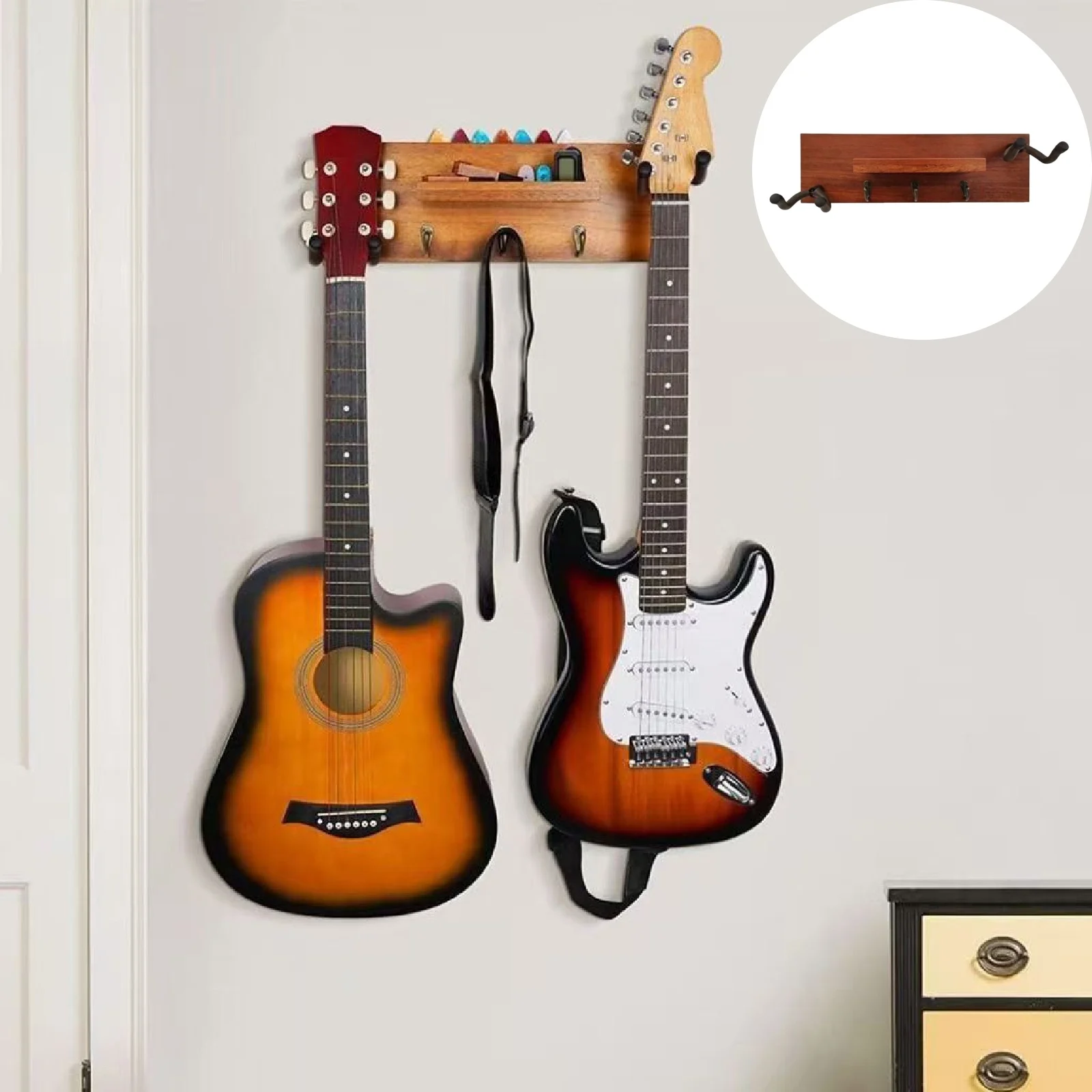 Деревянная настенная вешалка для гитары премиум-класса Sapele, компактный органайзер с полкой для электрогитар домашней студии
Деревянная настенная вешалка для гитары премиум-класса Sapele, компактный органайзер с полкой для электрогитар домашней студии