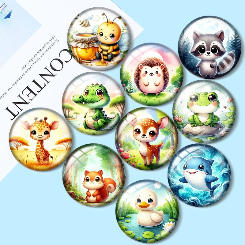 Cute Animal Forest 12mm/20mm/25mm Round glass cabochon flat back Making findings for custom DIY bracelets
Cute Animal Forest 12mm/20mm/25mm Round glass cabochon flat back Making findings for custom DIY bracelets