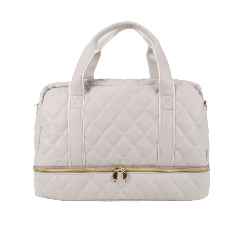 Women’s Quilted PU Leather Duffel Bag Beige Diamond Stitched Handbag Top Handle Travel Tote Spacious for Weekend Trips Gym Use
Women’s Quilted PU Leather Duffel Bag Beige Diamond Stitched Handbag Top Handle Travel Tote Spacious for Weekend Trips Gym Use