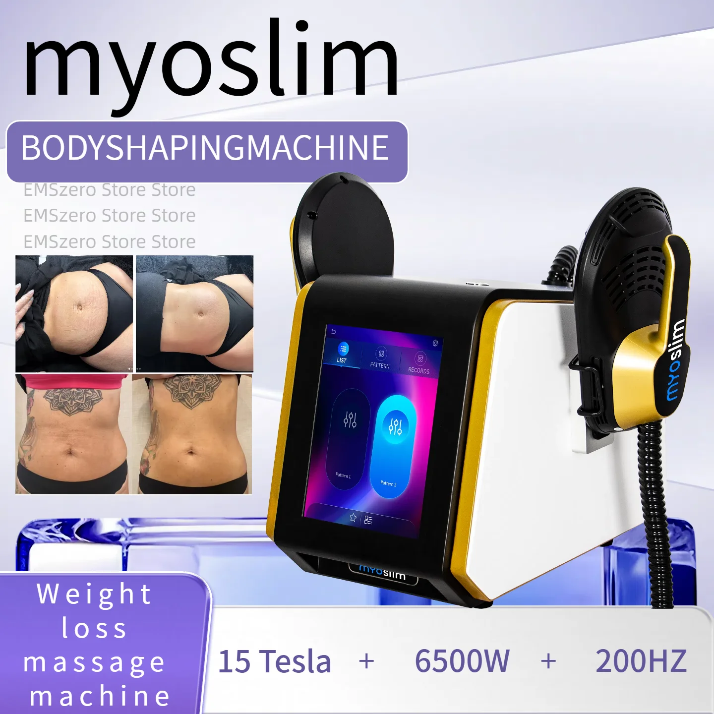 EMSzero 6500W 15Tesla 200H RF Body Shaping Machine Muscle Stimulator Weight Loss Rolling Machine Magnetic Slimming White Diamond
EMSzero 6500W 15Tesla 200H RF Body Shaping Machine Muscle Stimulator Weight Loss Rolling Machine Magnetic Slimming White Diamond