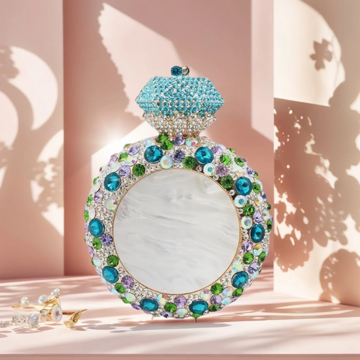 Stylish Women Perfume Bottle Rhinestone Clutch Purse Dazzling Crystal Evening Bag Party Purse for Dating Wedding
Stylish Women Perfume Bottle Rhinestone Clutch Purse Dazzling Crystal Evening Bag Party Purse for Dating Wedding