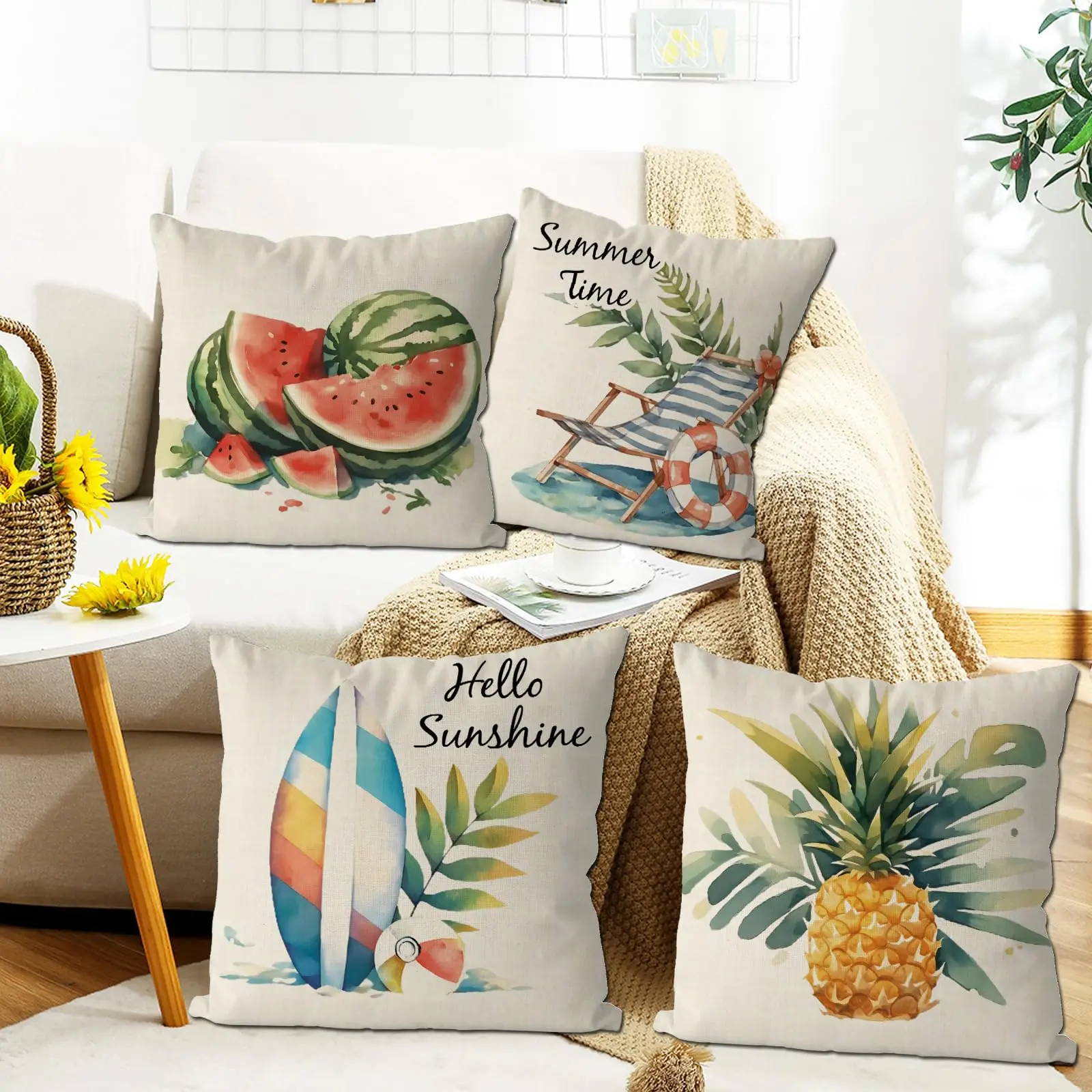 Summer Pillow Covers 18x18 Inch Set of 4 Vintage Melon Pineapple Throw Pillow Covers Summer Farmhouse Cushion Case Decor
Summer Pillow Covers 18x18 Inch Set of 4 Vintage Melon Pineapple Throw Pillow Covers Summer Farmhouse Cushion Case Decor