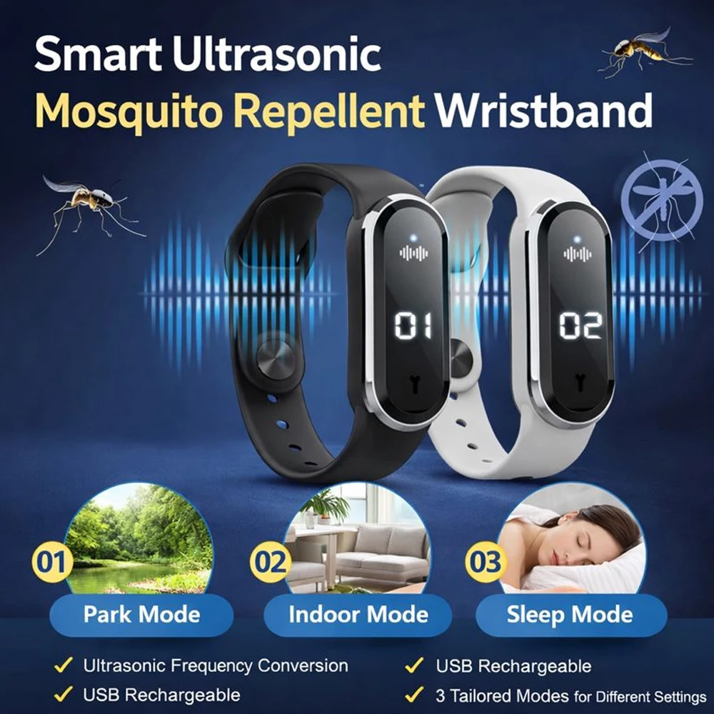 Ультразвуковой браслет от комаров — бесшумный, водонепроницаемый, перезаряжаемый через USB отпугиватель насекомых для использования в помещении и на открытом воздухе
Ультразвуковой браслет от комаров — бесшумный, водонепроницаемый, перезаряжаемый через USB отпугиватель насекомых для использования в помещении и на открытом воздухе