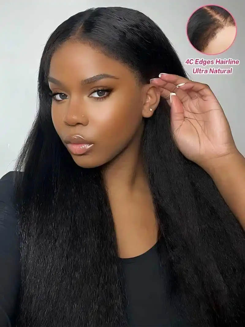 Kinky Straight Human Hair Wig 4C Kinky Edge Yaki Straight Skin Melt 4x4 Lace Front Human Hair Wigs Remy Hair Pre Plucked Wigs
Kinky Straight Human Hair Wig 4C Kinky Edge Yaki Straight Skin Melt 4x4 Lace Front Human Hair Wigs Remy Hair Pre Plucked Wigs