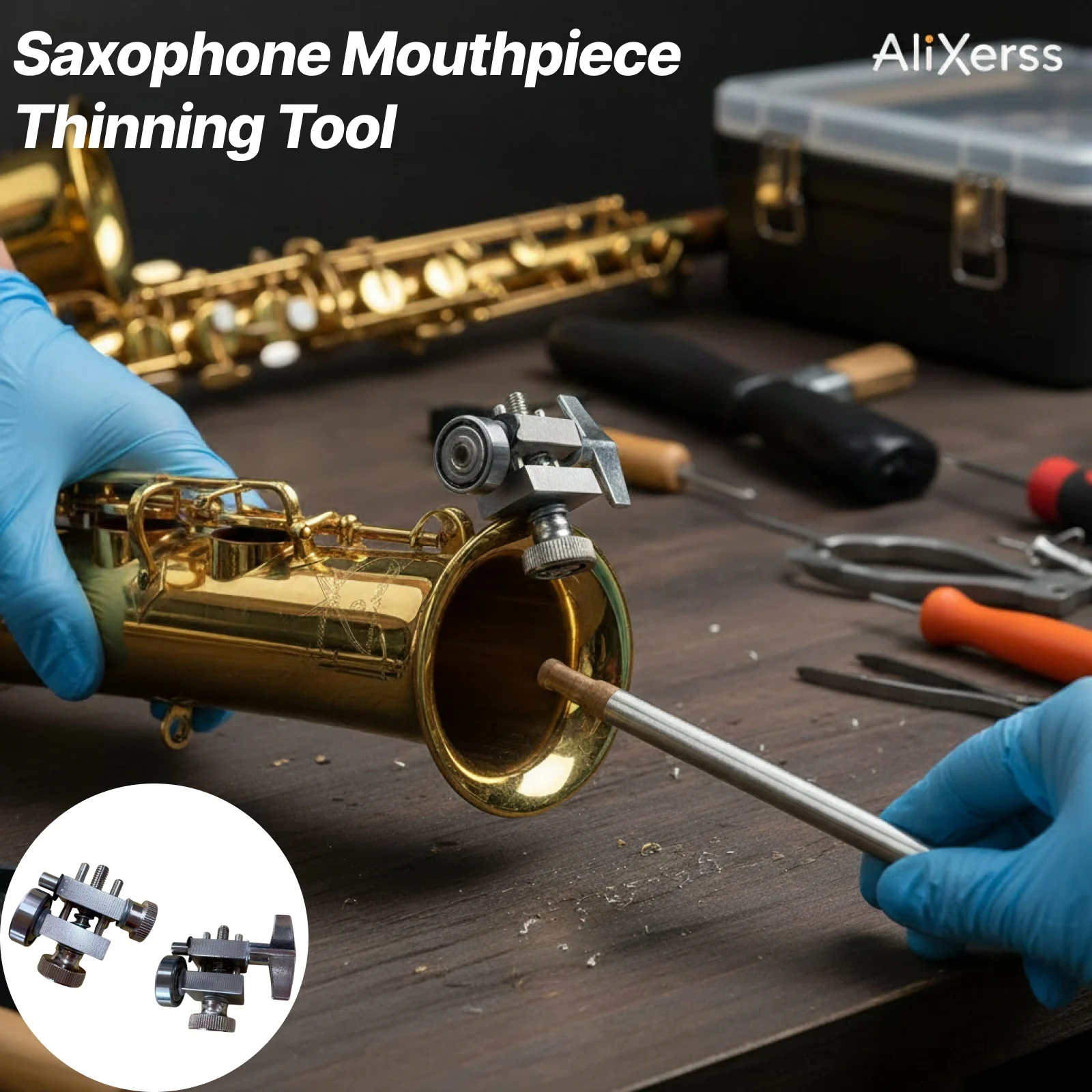 Mouthpiece Thinning Repair Tool Durable Metal Design for Alto Saxophone and Tenor Saxophone Interface
Mouthpiece Thinning Repair Tool Durable Metal Design for Alto Saxophone and Tenor Saxophone Interface