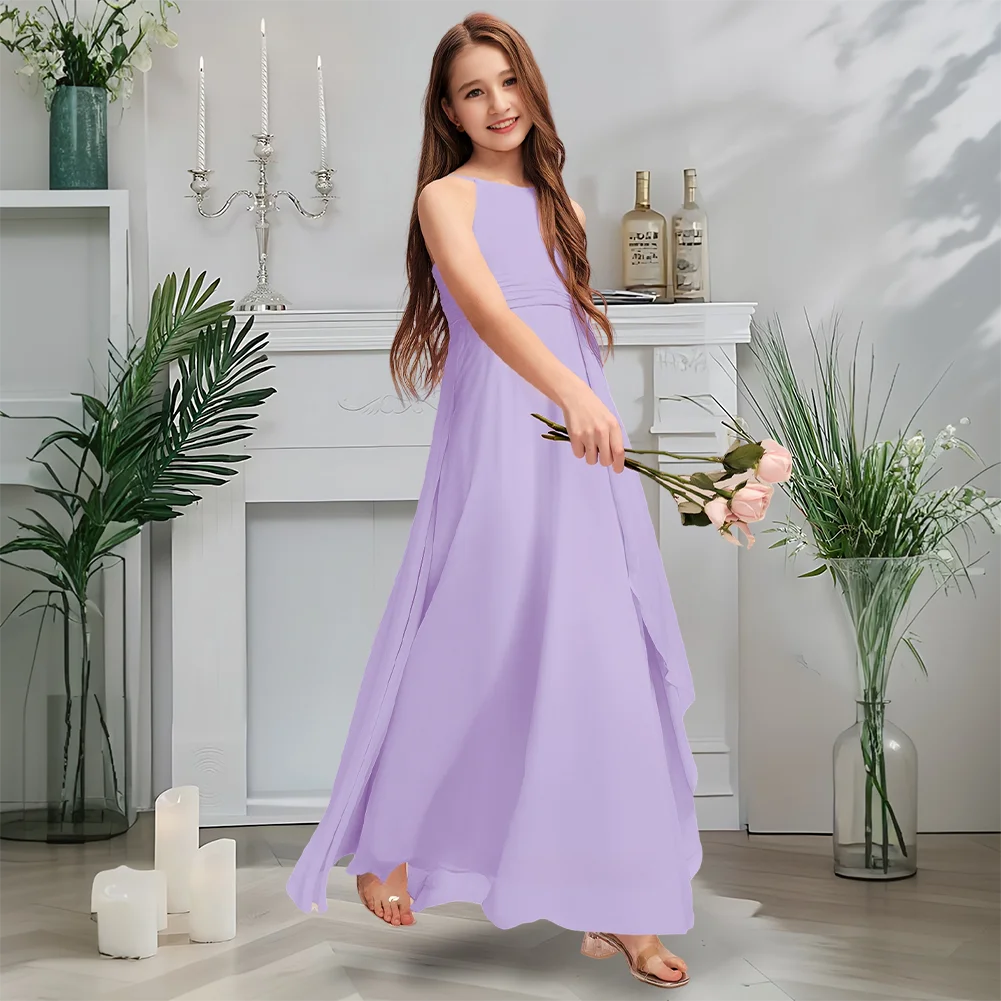 Luxurious Halter Junior Bridesmaid Dress Peach Bloom Flower Girl Dress Floor-Length Chiffon With Tiered Cascading Ruffles Weddin
Luxurious Halter Junior Bridesmaid Dress Peach Bloom Flower Girl Dress Floor-Length Chiffon With Tiered Cascading Ruffles Weddin
