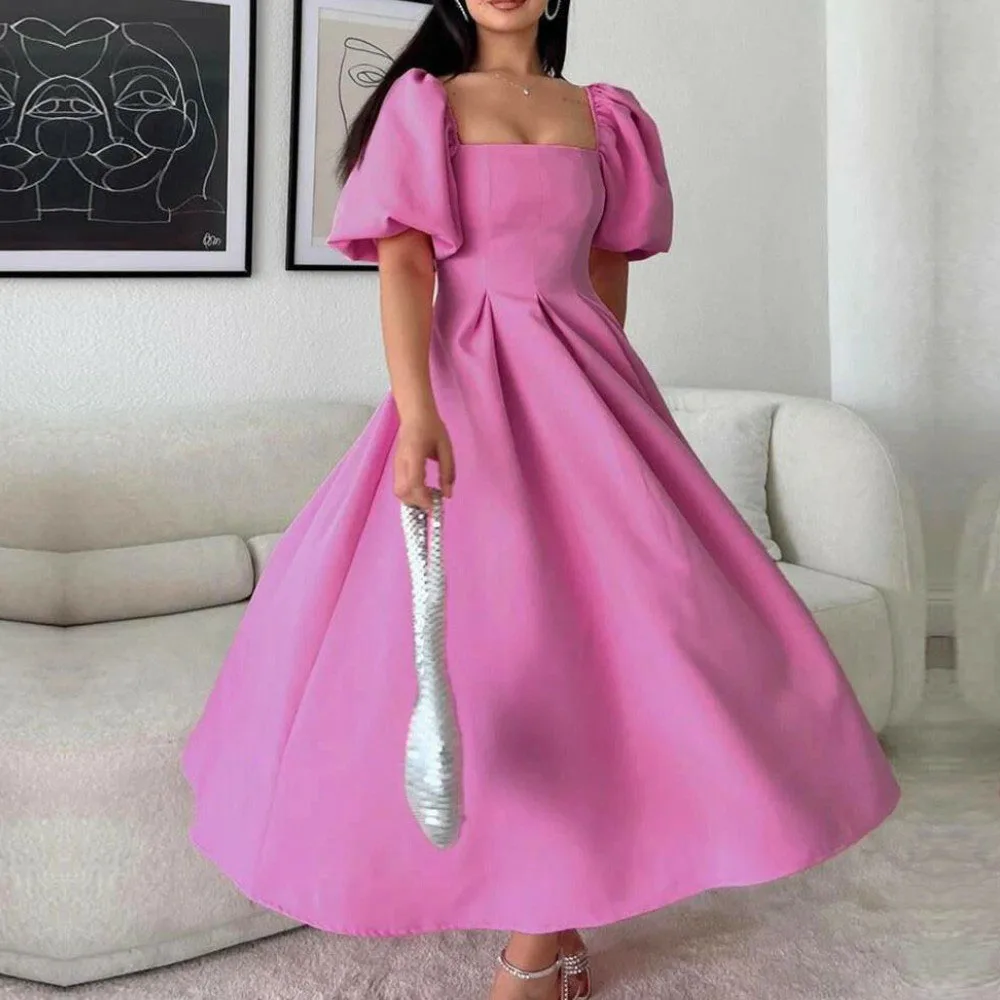 Msikoods Chic Hot Pink Puffy Sleeve Prom Dress Simple Square Neck Short Cocktail Midi Party Gown Women Special Occasion Dress
Msikoods Chic Hot Pink Puffy Sleeve Prom Dress Simple Square Neck Short Cocktail Midi Party Gown Women Special Occasion Dress