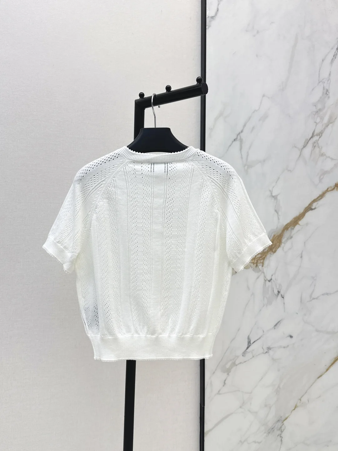 2026 Summer Women's Vertical Stripe Openwork Knit Top Raglan Sleeve Waist-Cinching Short Sleeve Top ZX18571
2026 Summer Women's Vertical Stripe Openwork Knit Top Raglan Sleeve Waist-Cinching Short Sleeve Top ZX18571