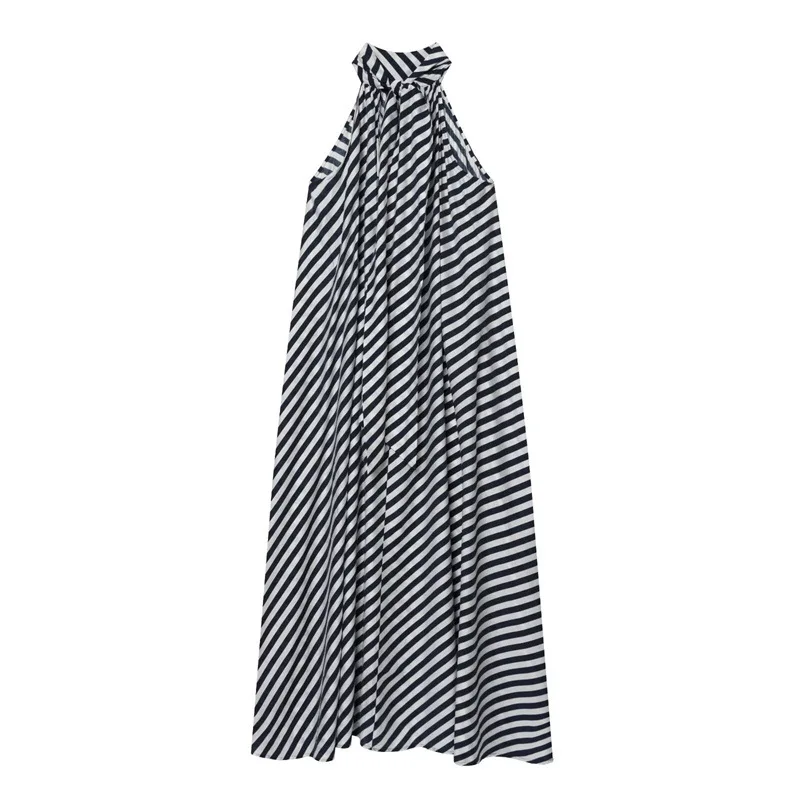 French Vintage Halter Neck Striped Dress Women Elegant Pleated Loose A Line Maxi Dresses Summer Beach Vacation Vestidos
French Vintage Halter Neck Striped Dress Women Elegant Pleated Loose A Line Maxi Dresses Summer Beach Vacation Vestidos