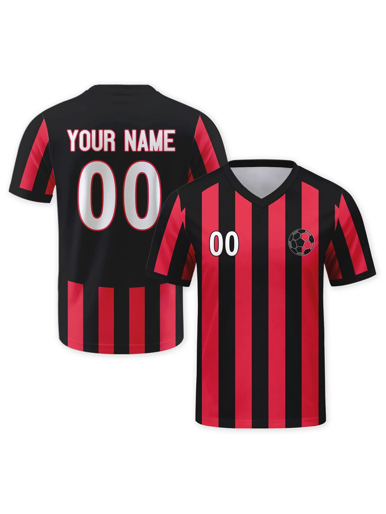 Custom Football Jersey with logo Name Number Personalized Black Red Striped Soccer Shirt Soccer Team Top for Men Youth Women Fan
Custom Football Jersey with logo Name Number Personalized Black Red Striped Soccer Shirt Soccer Team Top for Men Youth Women Fan
