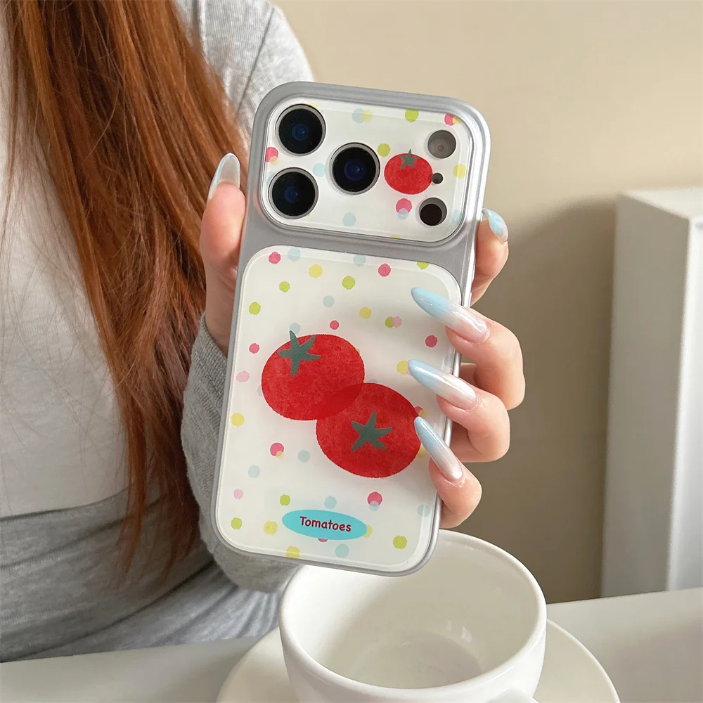 Korean Polkadot Tomato Plated Phone Case for iPhone 17 16 Pro Max 13 14 15 Pro Cover Cute Funda Protection Cases For Apple 17Pro
Korean Polkadot Tomato Plated Phone Case for iPhone 17 16 Pro Max 13 14 15 Pro Cover Cute Funda Protection Cases For Apple 17Pro