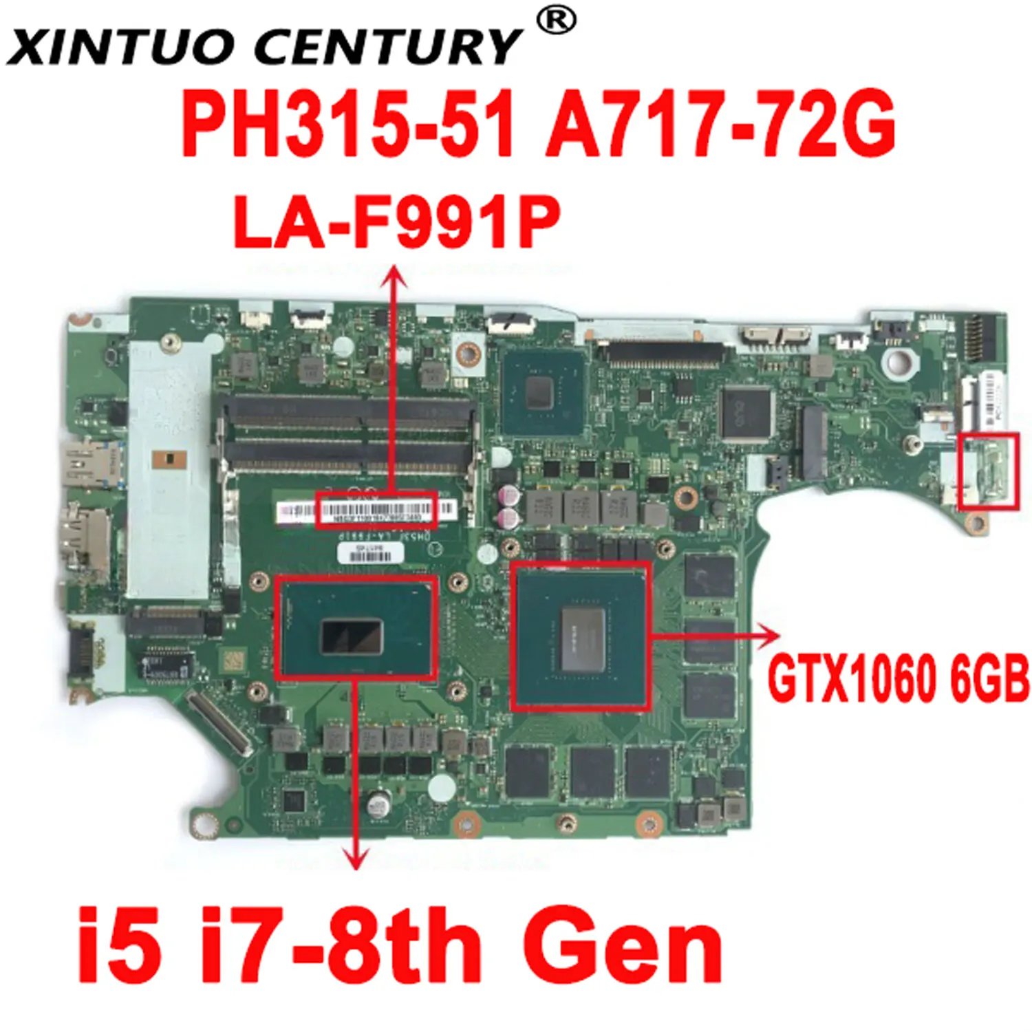 DH53F LA-F991P Motherboard for Acer PH315-51 PH317-52 A717-72G Laptop Motherboard with i5 i7-8th Gen CPU GTX1060 6GB DDR4 Tested
DH53F LA-F991P Motherboard for Acer PH315-51 PH317-52 A717-72G Laptop Motherboard with i5 i7-8th Gen CPU GTX1060 6GB DDR4 Tested