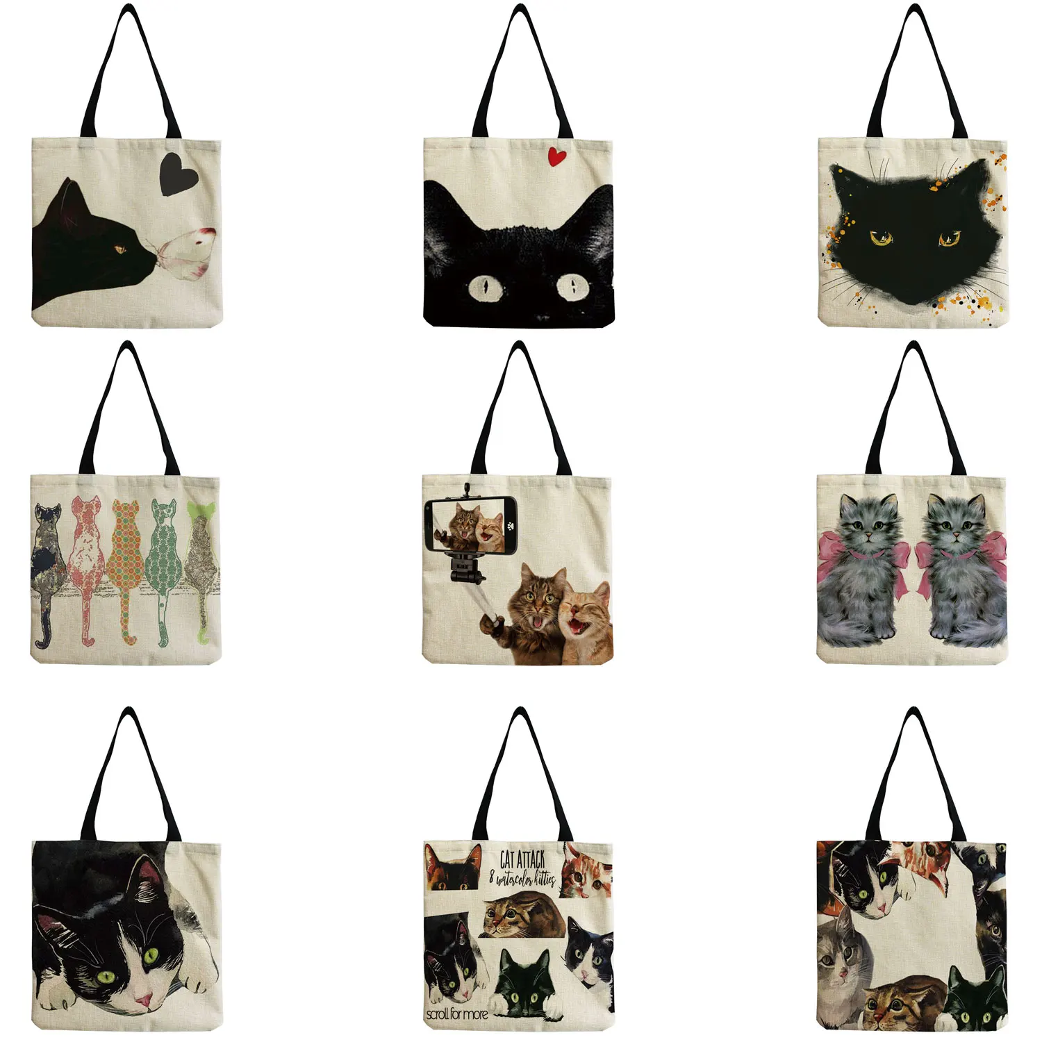 Shopping Bag Animal High Capacity Funny Cat Travel Handbags For Women Cute Eco Friendly Foldable Print Ladies Leisure Tote Bag
Shopping Bag Animal High Capacity Funny Cat Travel Handbags For Women Cute Eco Friendly Foldable Print Ladies Leisure Tote Bag