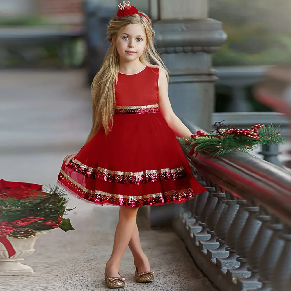 Flower Girls Red Sequin Short Dresses Mini Jewel Neck Kids Summer Wedding Princess Party Vestidos Costume Children Clothing
Flower Girls Red Sequin Short Dresses Mini Jewel Neck Kids Summer Wedding Princess Party Vestidos Costume Children Clothing