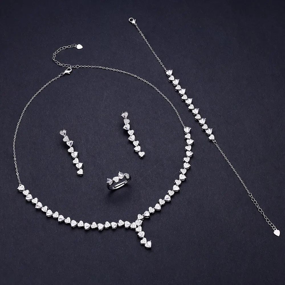 Luxury Women Jewelry Elegant Shape Bridal CZ necklace earrings bracelet ring 4pcs Big Wedding Jewelry Sets For Bride
Luxury Women Jewelry Elegant Shape Bridal CZ necklace earrings bracelet ring 4pcs Big Wedding Jewelry Sets For Bride