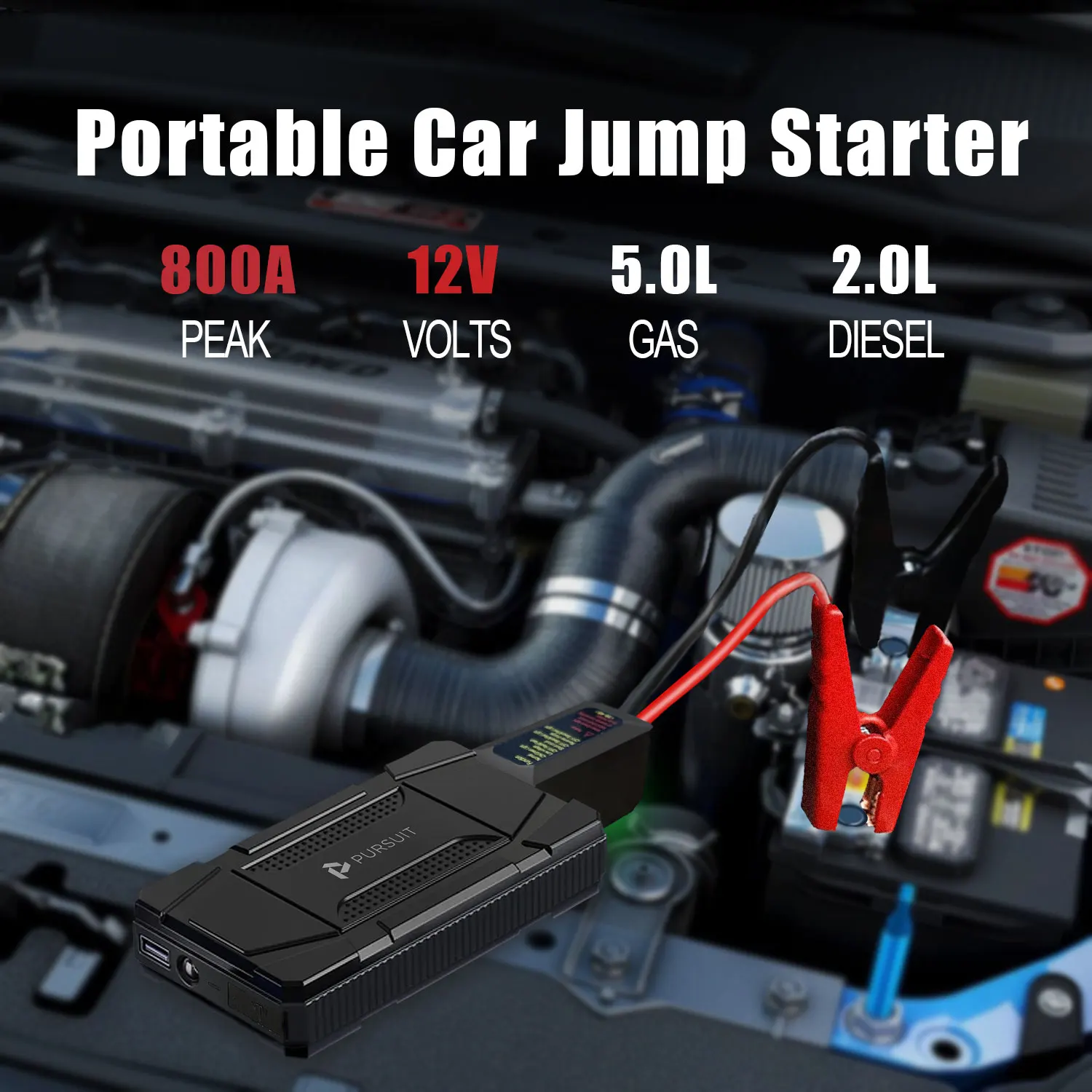 6400mAh Car Jump Starter, Battery Pack for 6.0L Gas and 2.0L Diesel, 12V Portable Jump Box Power bank with 3 Mode LED Light
6400mAh Car Jump Starter, Battery Pack for 6.0L Gas and 2.0L Diesel, 12V Portable Jump Box Power bank with 3 Mode LED Light