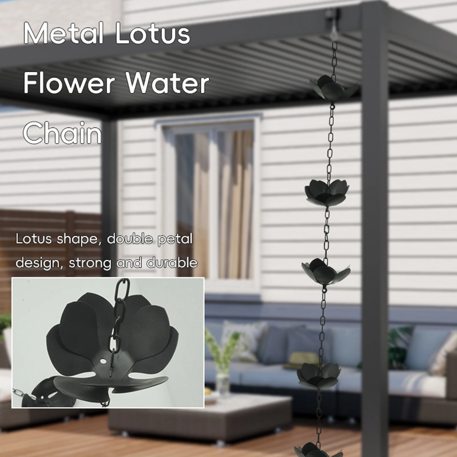 Rain Chain Black Lotus Rain Chain Home Display Garden Decor Downspout Chain for Sheds Awnings Yard Rainwater Catcher Chain
Rain Chain Black Lotus Rain Chain Home Display Garden Decor Downspout Chain for Sheds Awnings Yard Rainwater Catcher Chain