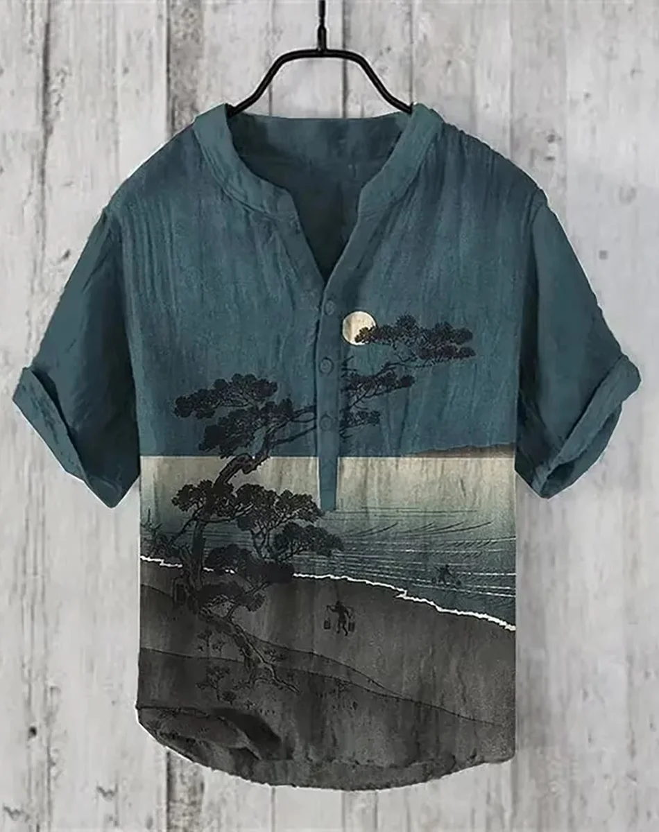 New Men's Casual V-neck Three-button 3D Printed Linen Short-sleeved Shirt Hawaiian Style Oversized S-5XL Fast Shipping
New Men's Casual V-neck Three-button 3D Printed Linen Short-sleeved Shirt Hawaiian Style Oversized S-5XL Fast Shipping