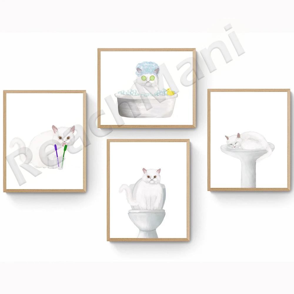 White cat in bathroom print, longhaired white cat art, cat illustration, cat on toilet, cat love gift, cat mom poster
White cat in bathroom print, longhaired white cat art, cat illustration, cat on toilet, cat love gift, cat mom poster