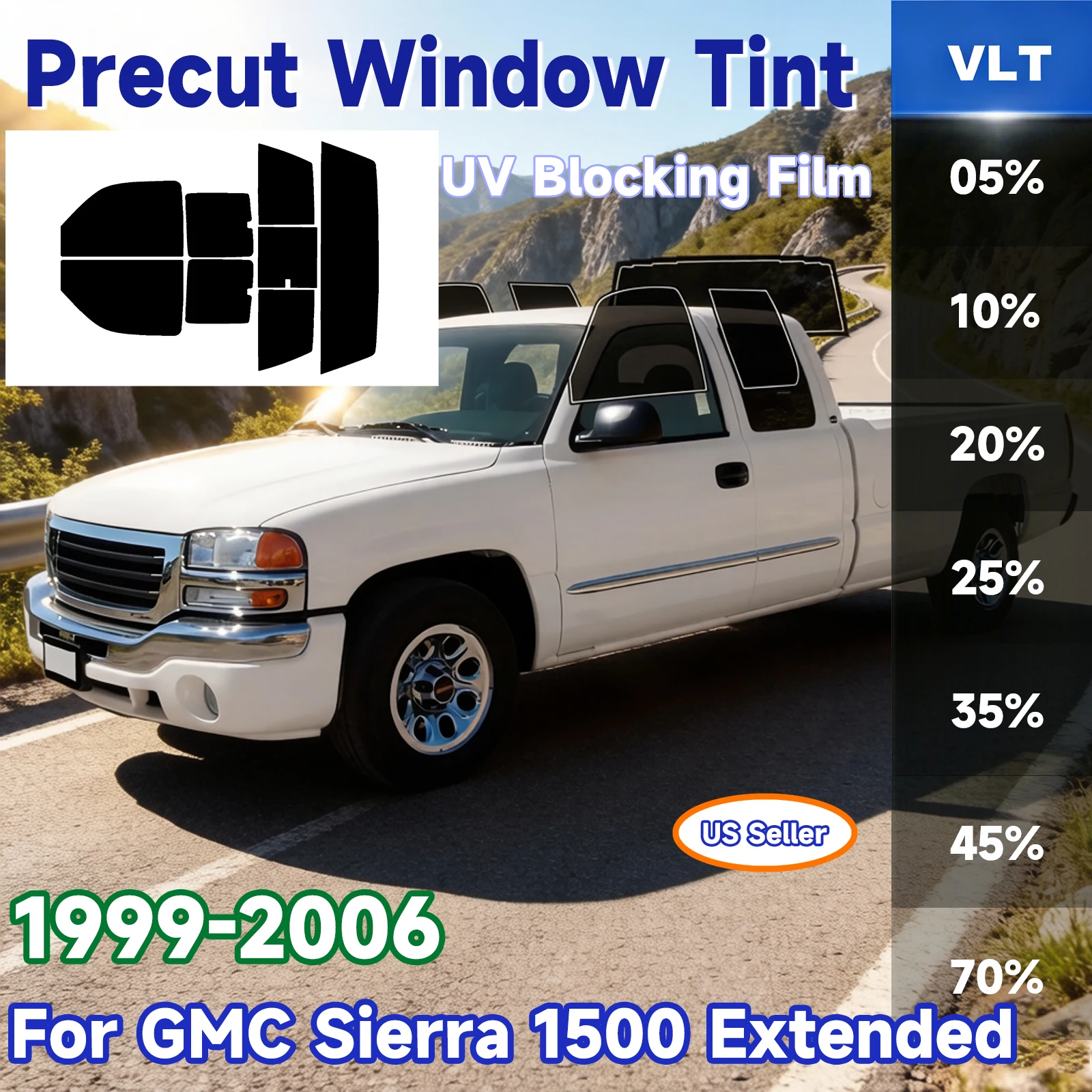 Precut Window Tint Film Sun Blocking Protection Privacy Anti Shatter Glass Tint Shade Kit for Gmc Sierra 1500 Extended 1999-2006
Precut Window Tint Film Sun Blocking Protection Privacy Anti Shatter Glass Tint Shade Kit for Gmc Sierra 1500 Extended 1999-2006