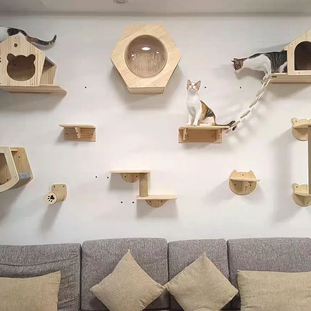 Wall Mounted Cat Tree Tower Wooden Cat Climbing Shelves Scratcher Hammock Indoor Cats Playground Accessories Pet Furniture Toy
Wall Mounted Cat Tree Tower Wooden Cat Climbing Shelves Scratcher Hammock Indoor Cats Playground Accessories Pet Furniture Toy