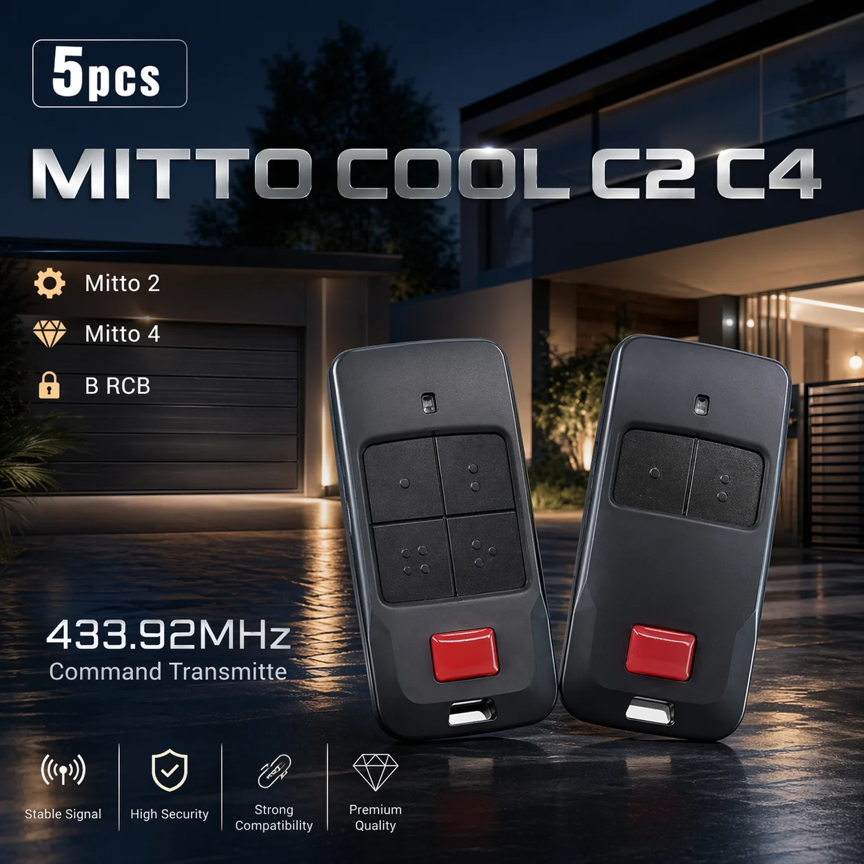 5 шт. для BFT MITTO COOL C2, Mitto 2, Mitto 4, B RCB, пульт дистанционного управления для гаражных ворот BFT MITTO COOL C2 C4, передатчик 433,92 МГц
5 шт. для BFT MITTO COOL C2, Mitto 2, Mitto 4, B RCB, пульт дистанционного управления для гаражных ворот BFT MITTO COOL C2 C4, передатчик 433,92 МГц
