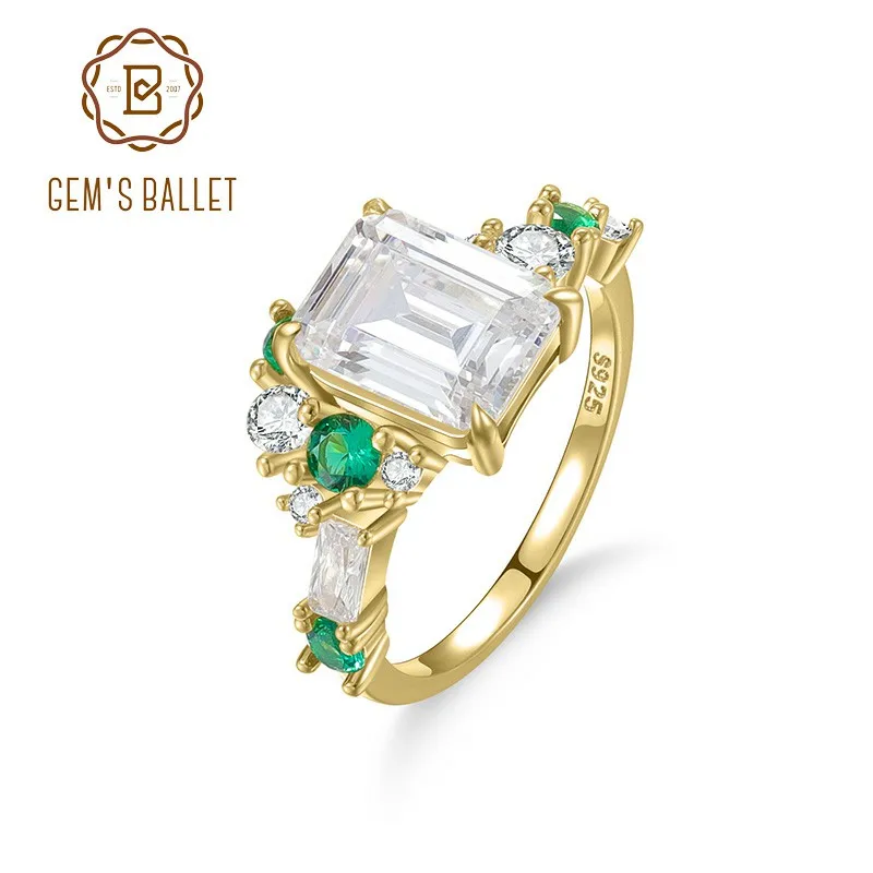 GEM'S BALLET Emerald Cut 7X9mm 3Cttw Moissanite Engagement Ring in 925 Sterling Silver 18K Gold Plated Gift For Her
GEM'S BALLET Emerald Cut 7X9mm 3Cttw Moissanite Engagement Ring in 925 Sterling Silver 18K Gold Plated Gift For Her