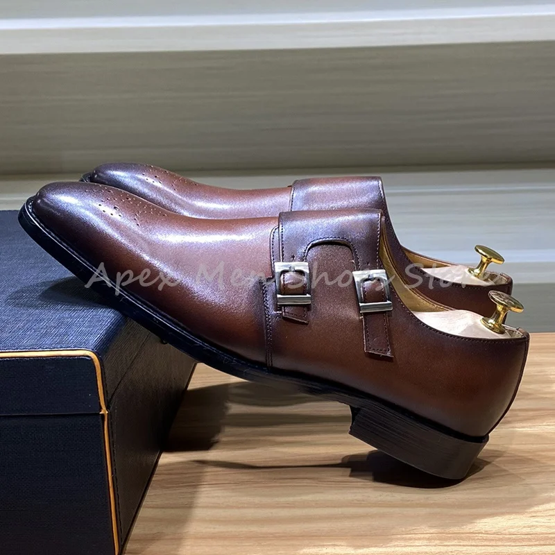2025 Trendy Dark Brown Genuine Leather Derby Shoes Slip On Handmade Monk Strap Shoes Double Metal Buckle Brogue Dress Shoes
2025 Trendy Dark Brown Genuine Leather Derby Shoes Slip On Handmade Monk Strap Shoes Double Metal Buckle Brogue Dress Shoes