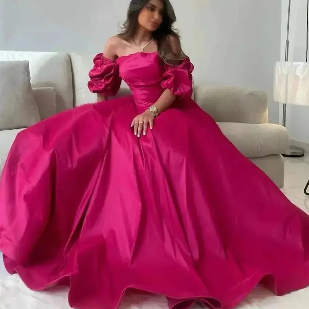 Solid Color Prom Gown for Women Hot Pink Off the Shoulder Short Sleeves Elegant Evening Party Dresses فساتين للحفلات الراقصة
Solid Color Prom Gown for Women Hot Pink Off the Shoulder Short Sleeves Elegant Evening Party Dresses فساتين للحفلات الراقصة