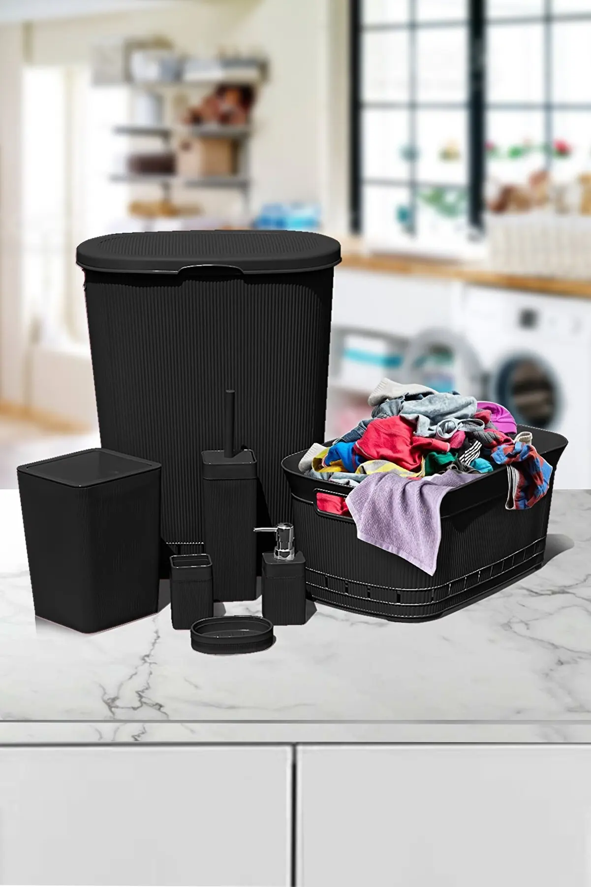 7 Piece Bathroom Set Laundry Basket Dirty Saddle Trash Can Soap Dispenser Toothbrush Holder Bathroom Accessory Set Home Decor
7 Piece Bathroom Set Laundry Basket Dirty Saddle Trash Can Soap Dispenser Toothbrush Holder Bathroom Accessory Set Home Decor