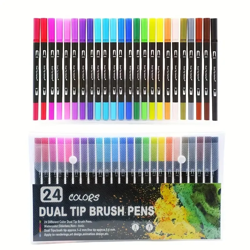 12-24 Colors Dual Tips Marker Pen Tip Drawing Watercolor Art Markers Pen Dual Brush Fineliner Colouring Pen Set for Paintin
12-24 Colors Dual Tips Marker Pen Tip Drawing Watercolor Art Markers Pen Dual Brush Fineliner Colouring Pen Set for Paintin