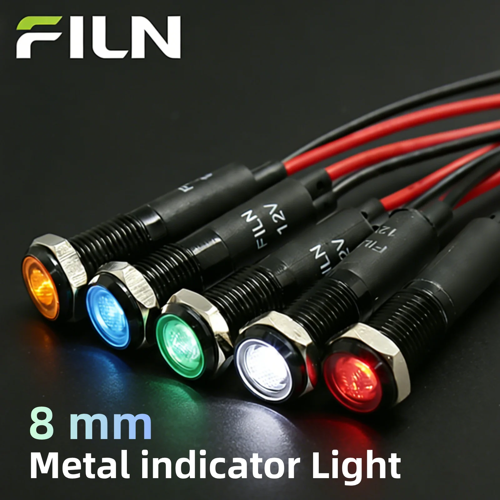 FILN 8mm Black Metal Shell 1pc 5/10pcs 12V 24VLED Indicator Light Dash Warning Lamp with Wire for Car Truck Industrial Equipment
FILN 8mm Black Metal Shell 1pc 5/10pcs 12V 24VLED Indicator Light Dash Warning Lamp with Wire for Car Truck Industrial Equipment