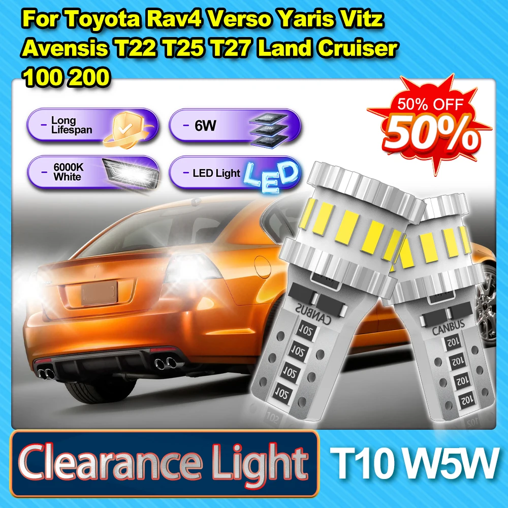 2 шт. 3400LM T10 W5W габаритный фонарь для Toyota Rav4 Verso Yaris Vitz Avensis T22 T25 T27 Land Cruiser 100 200 авто светодиодные фонари
2 шт. 3400LM T10 W5W габаритный фонарь для Toyota Rav4 Verso Yaris Vitz Avensis T22 T25 T27 Land Cruiser 100 200 авто светодиодные фонари