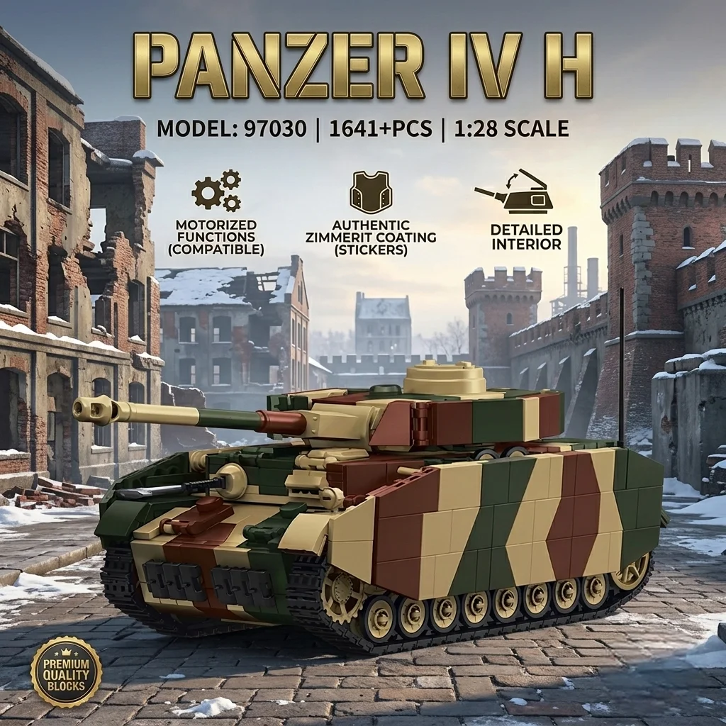 DIY Military Panzer IV H MOC Building Blocks 1641PCS German Army Tank Bricks Model Construction Set Toy For Birthday Xmas Gift
DIY Military Panzer IV H MOC Building Blocks 1641PCS German Army Tank Bricks Model Construction Set Toy For Birthday Xmas Gift