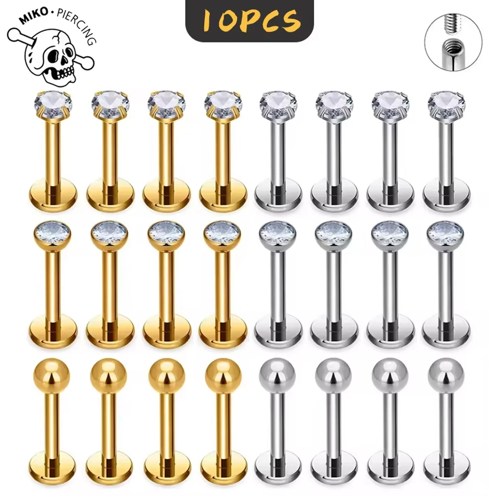 10Pc ASTM F136 G23 Ttianium Labret Ear Lip Stud Jewelry CZ Stone Cartilage Tragus Earring Tongue studs Threaded Body Jewelry
10Pc ASTM F136 G23 Ttianium Labret Ear Lip Stud Jewelry CZ Stone Cartilage Tragus Earring Tongue studs Threaded Body Jewelry