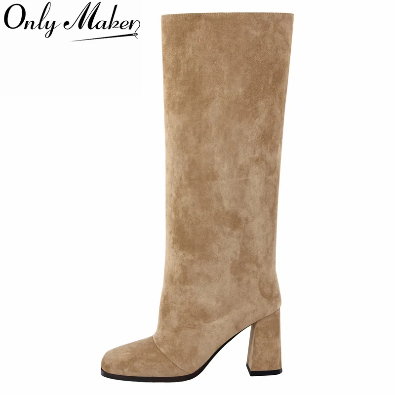 Onlymaker Square Toe Faux Suede Leather Knee-high Boots Chunky Heel Shoes Autumn Solid Slip On Fashion Elegant Boots
Onlymaker Square Toe Faux Suede Leather Knee-high Boots Chunky Heel Shoes Autumn Solid Slip On Fashion Elegant Boots
