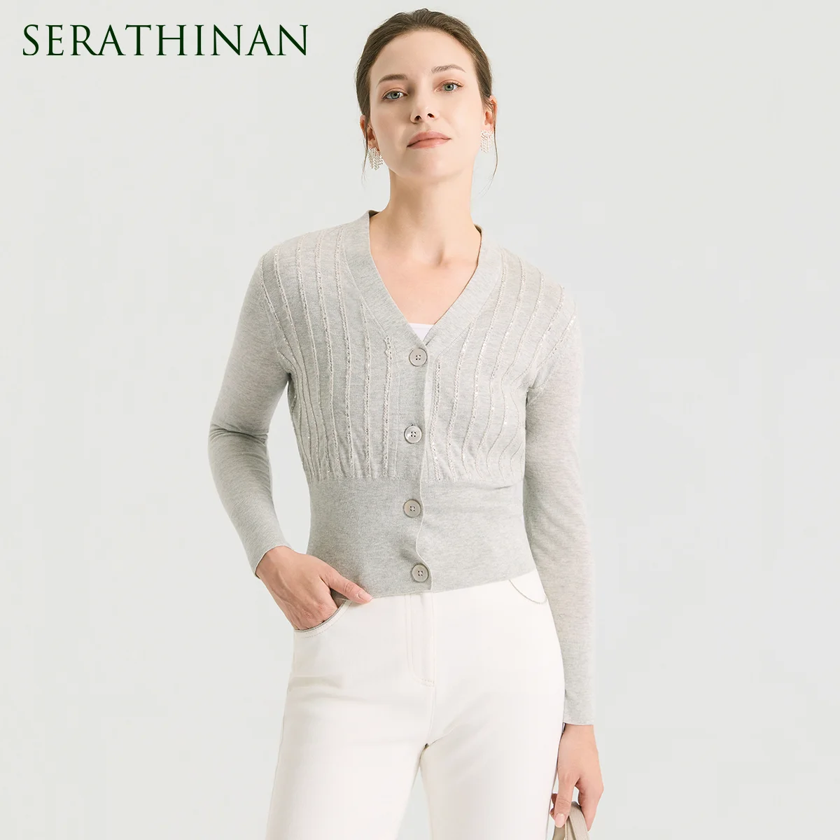 BY3611514 High End V-Neck Silk Linen Cardigan Women's Sequin Knitwear Slim Fit Elegant Long Sleeve Sweater Luxury Top
BY3611514 High End V-Neck Silk Linen Cardigan Women's Sequin Knitwear Slim Fit Elegant Long Sleeve Sweater Luxury Top